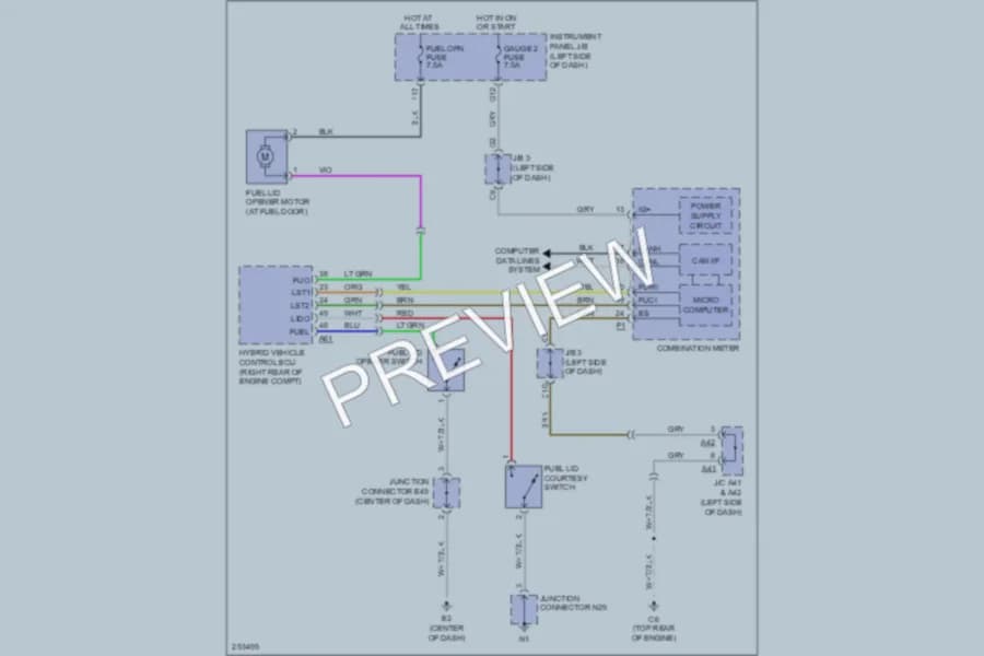 2007 Toyota Camry Trunk Tailgate Fuel Door wiring diagram preview