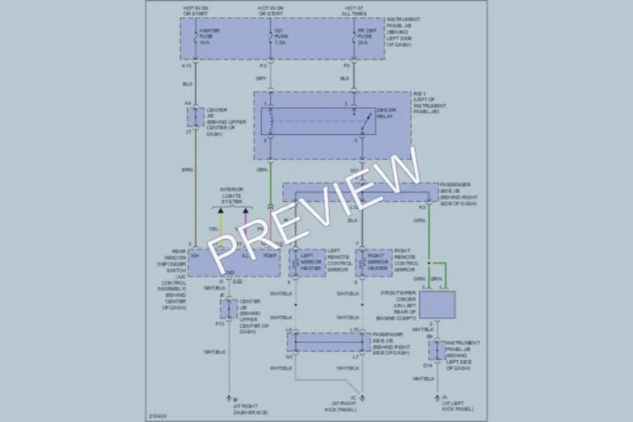 2007 Toyota Highlander Defoggers wiring diagram preview
