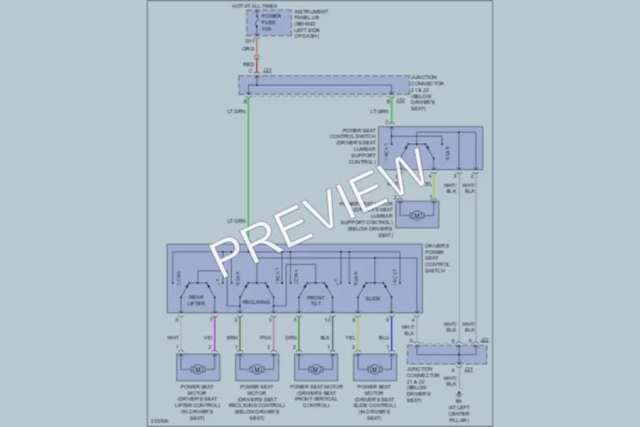 2007 Toyota Highlander Power Seats wiring diagram preview
