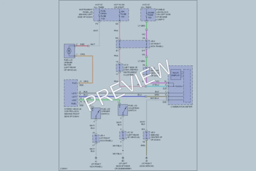 2007 Toyota Highlander Trunk Tailgate Fuel Door wiring diagram preview