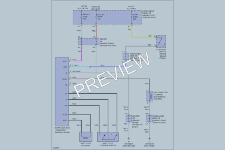 2007 Toyota HighlanderHybrid Shift Interlock wiring diagram preview