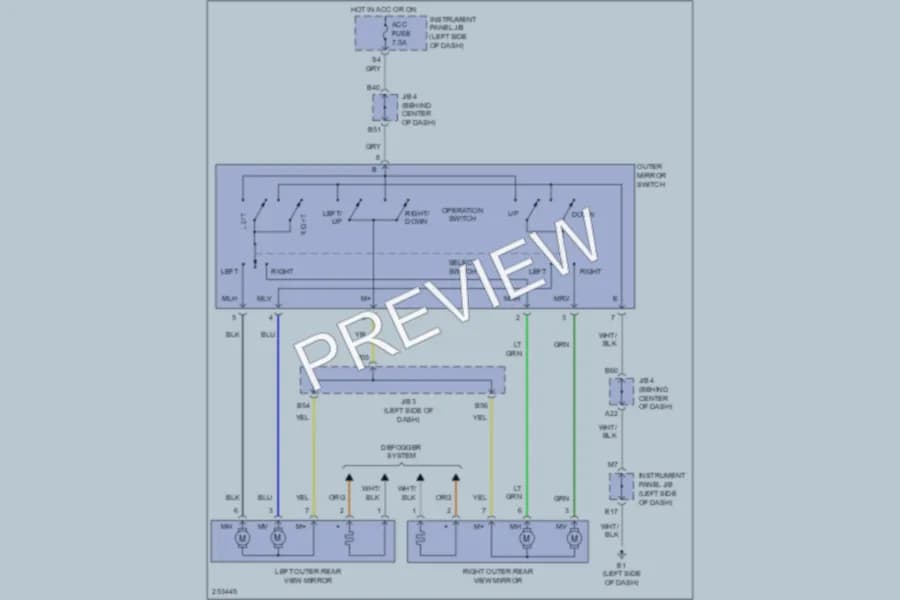 2007 Toyota RAV4 Power Mirrors wiring diagram preview