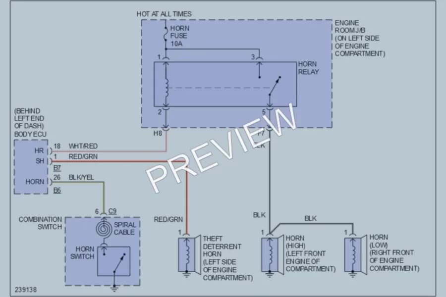 2007 Toyota Sequoia Horn wiring diagram preview