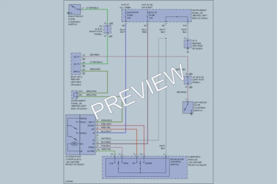 2007 Toyota Sequoia Power Top Sunroof wiring diagram preview