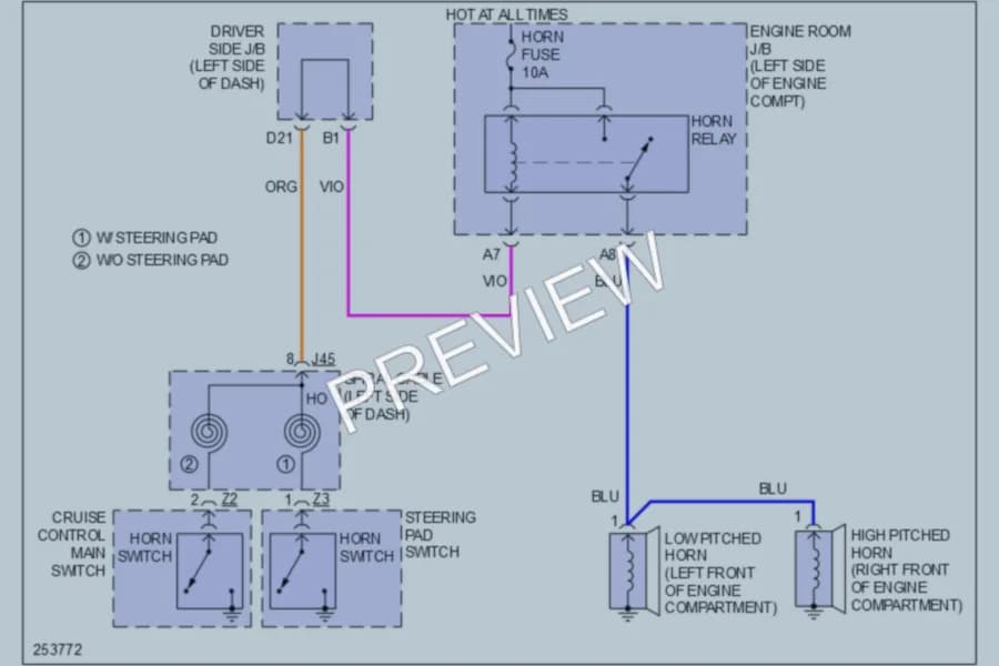2007 Toyota Tundra Horn wiring diagram preview