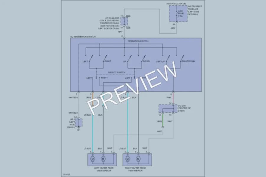 2007 Toyota Yaris Power Mirrors wiring diagram preview