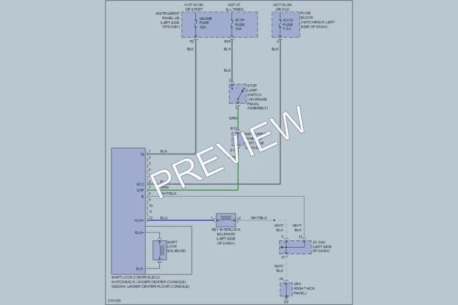 2007 Toyota Yaris Shift Interlock wiring diagram preview