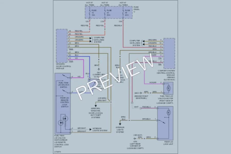 2007 Volkswagen Eos Trunk Tailgate Fuel Door wiring diagram preview