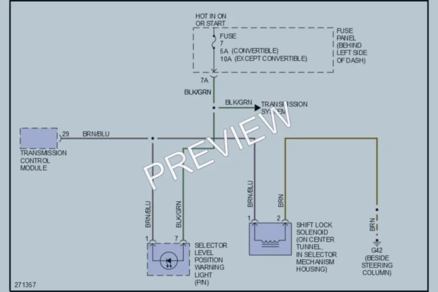 2007 Volkswagen NewBeetle Shift Interlock wiring diagram preview