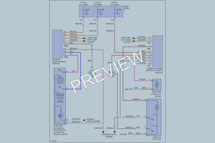 2007 Volkswagen Rabbit Trunk Tailgate Fuel Door wiring diagram preview
