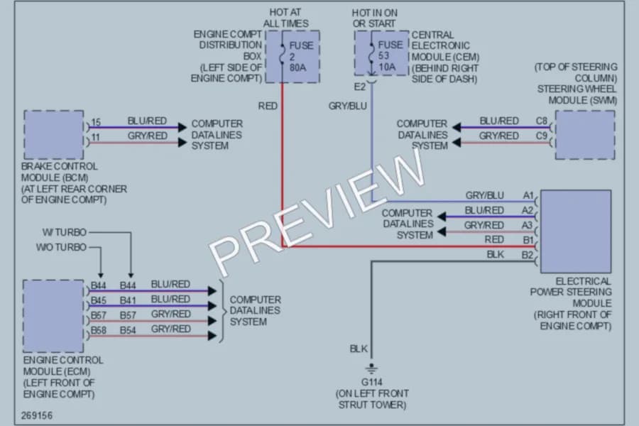 2007 Volvo S40 Electronic Power Steering wiring diagram preview