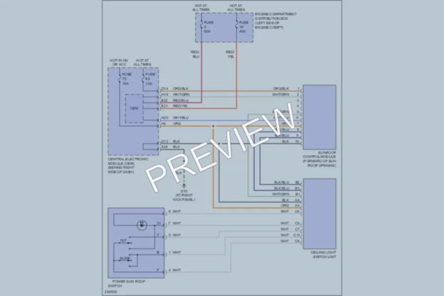 2007 Volvo S40 Power Top Sunroof wiring diagram preview