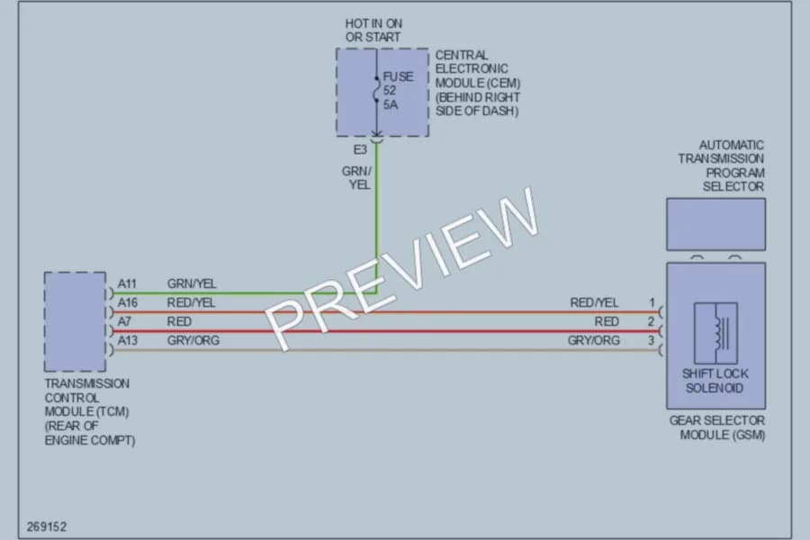 2007 Volvo S40 Shift Interlock wiring diagram preview