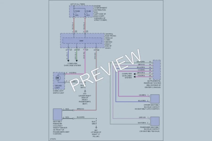 2007 Volvo S80 Warning Systems wiring diagram preview