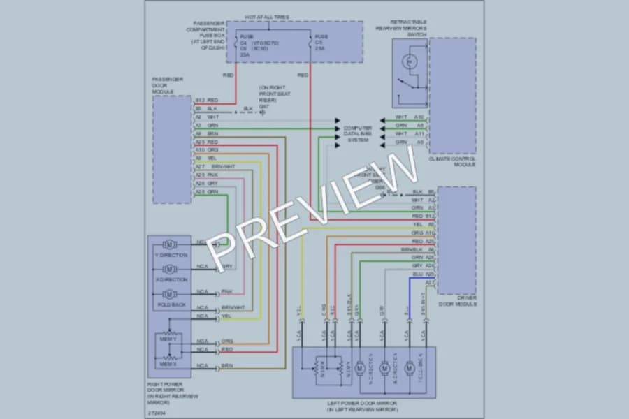 2007 Volvo V70 Power Mirrors wiring diagram preview