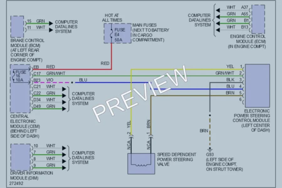 2007 Volvo XC70 Electronic Power Steering wiring diagram preview