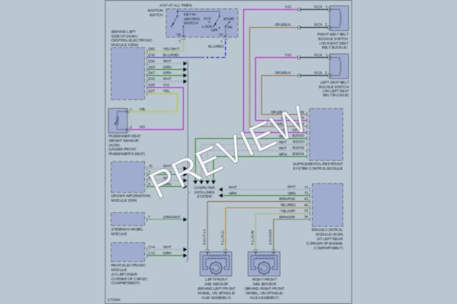2007 Volvo XC70 Warning Systems wiring diagram preview