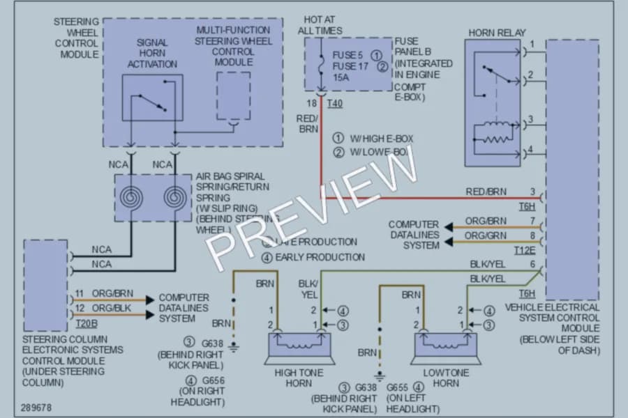 2008 Audi A3 Horn wiring diagram preview