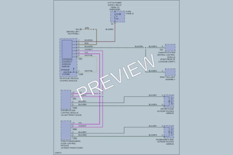 2008 Audi A6 Power Mirrors wiring diagram preview