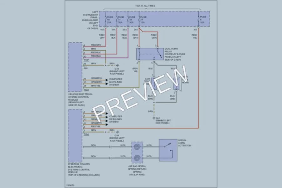 2008 Audi A8 Horn wiring diagram preview