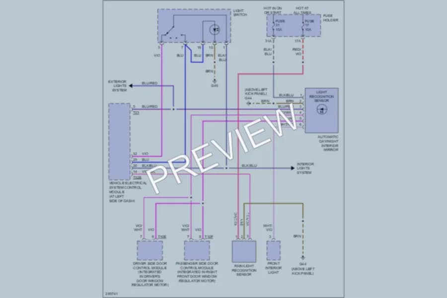 2008 Audi RS4 Power Mirrors wiring diagram preview