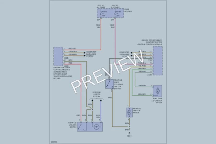 2008 Audi RS4 Trunk Tailgate Fuel Door wiring diagram preview