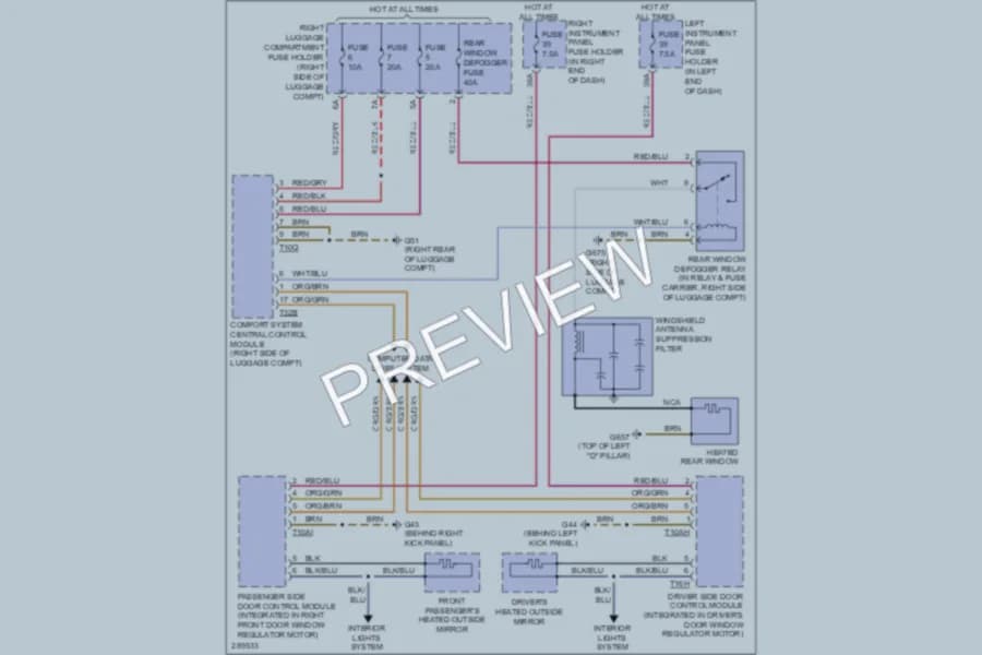 2008 Audi S8 Defoggers wiring diagram preview