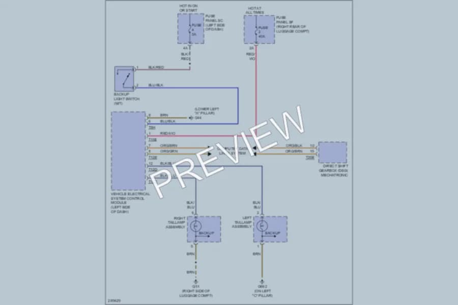 2008 Audi TT Exterior Lights wiring diagram preview