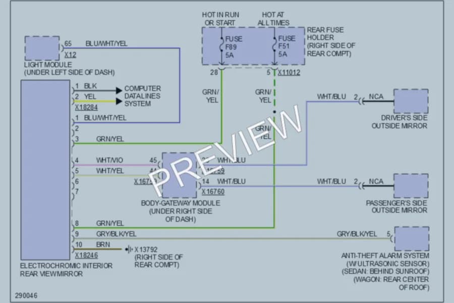 2008 BMW 535xi Power Mirrors wiring diagram preview