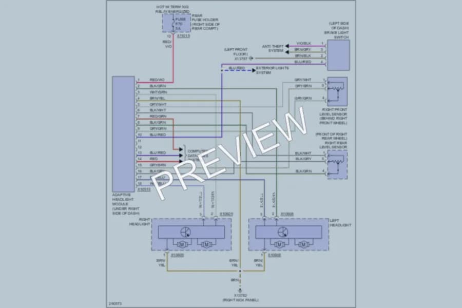 2008 BMW 550i Headlights wiring diagram preview