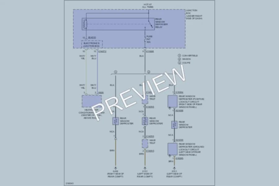 2008 BMW M3 Defoggers wiring diagram preview