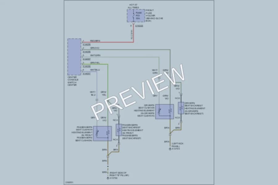 2008 BMW M6 Power Seats wiring diagram preview