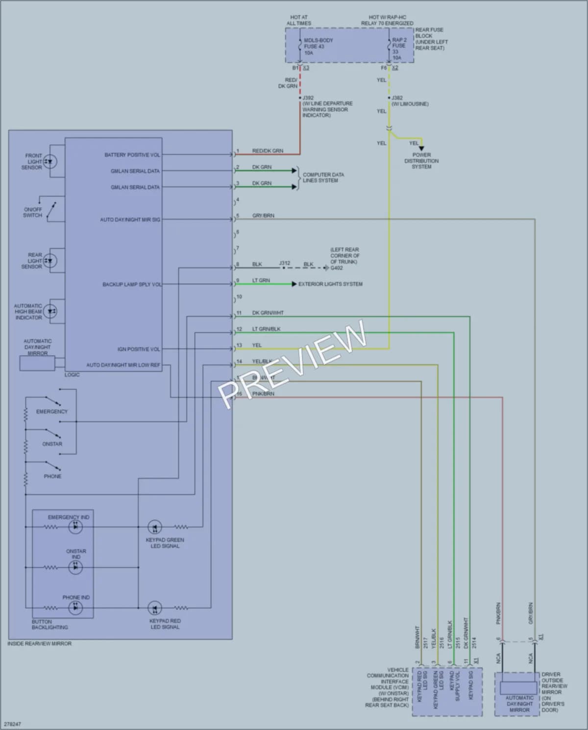 2008 Cadillac DTS Power Mirrors wiring diagram preview