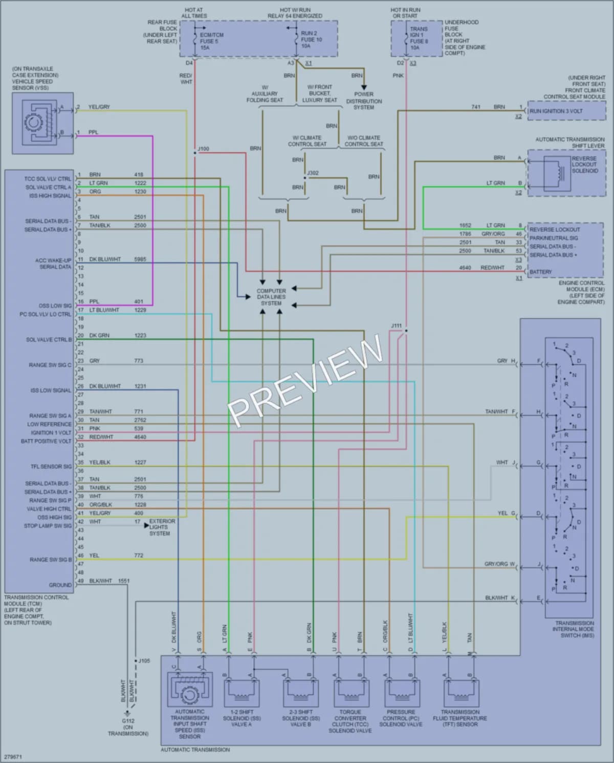 2008 Cadillac DTS Transmission wiring diagram preview
