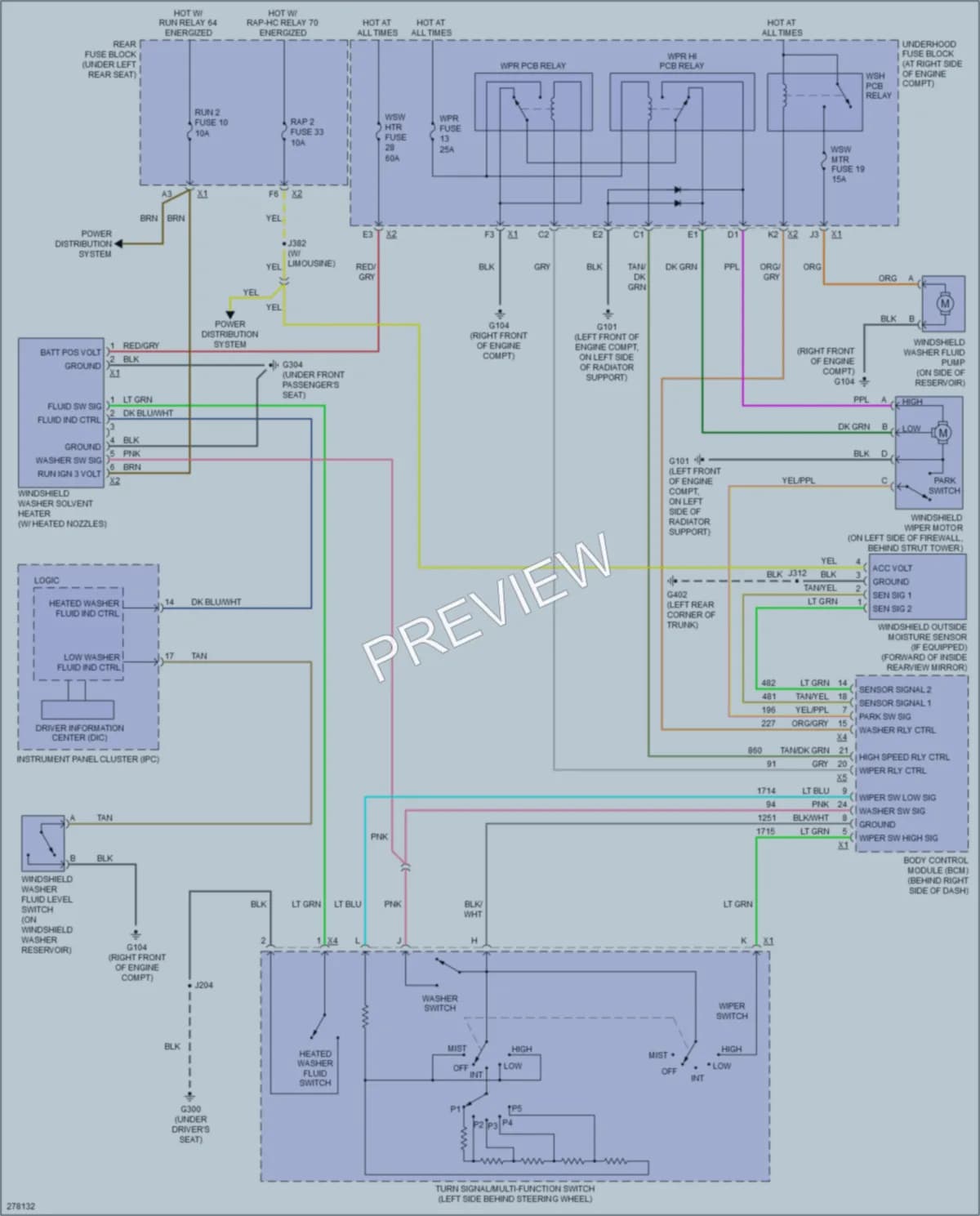 2008 Cadillac DTS Wiper Washer wiring diagram preview