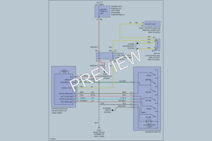 2008 Cadillac Escalade Power Top Sunroof wiring diagram preview