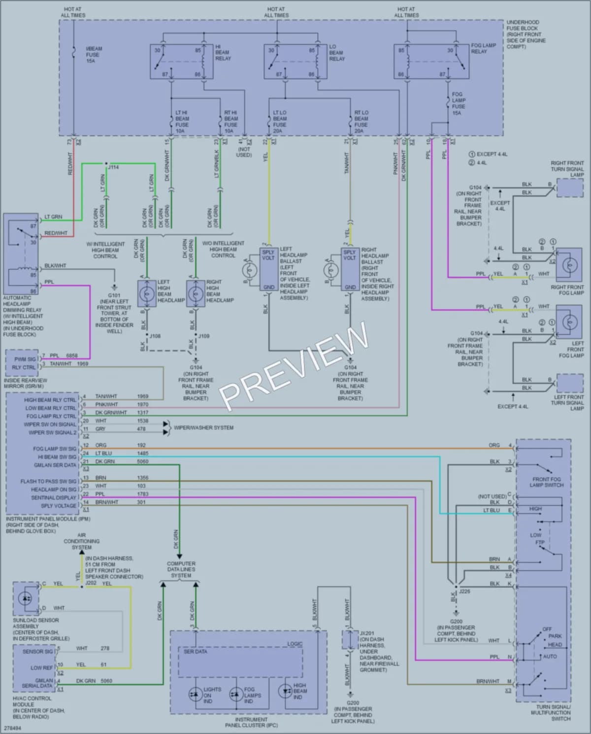 2008 Cadillac STSV Headlights wiring diagram preview
