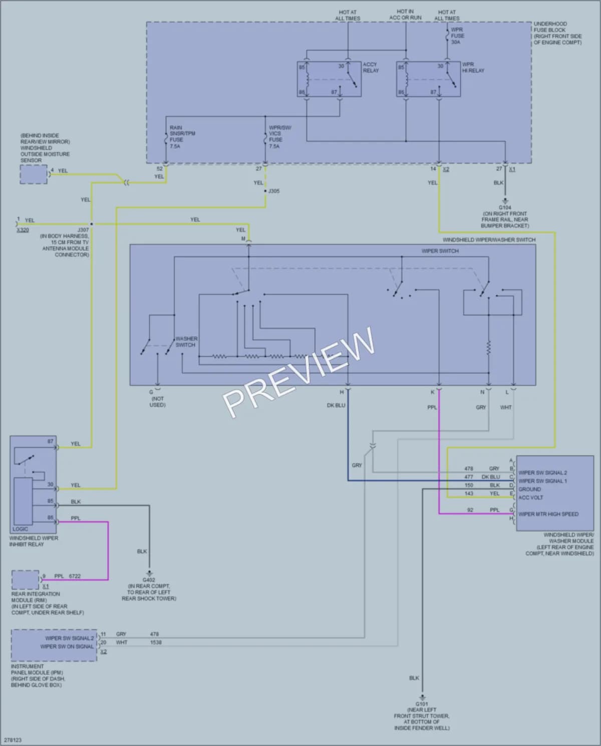2008 Cadillac STSV Wiper Washer wiring diagram preview