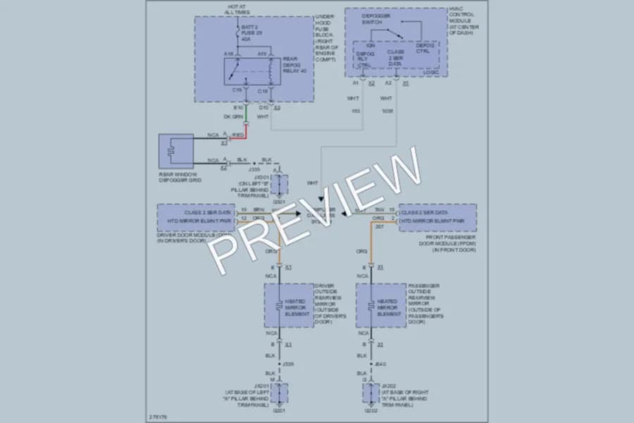 2008 Cadillac XLR Defoggers wiring diagram preview