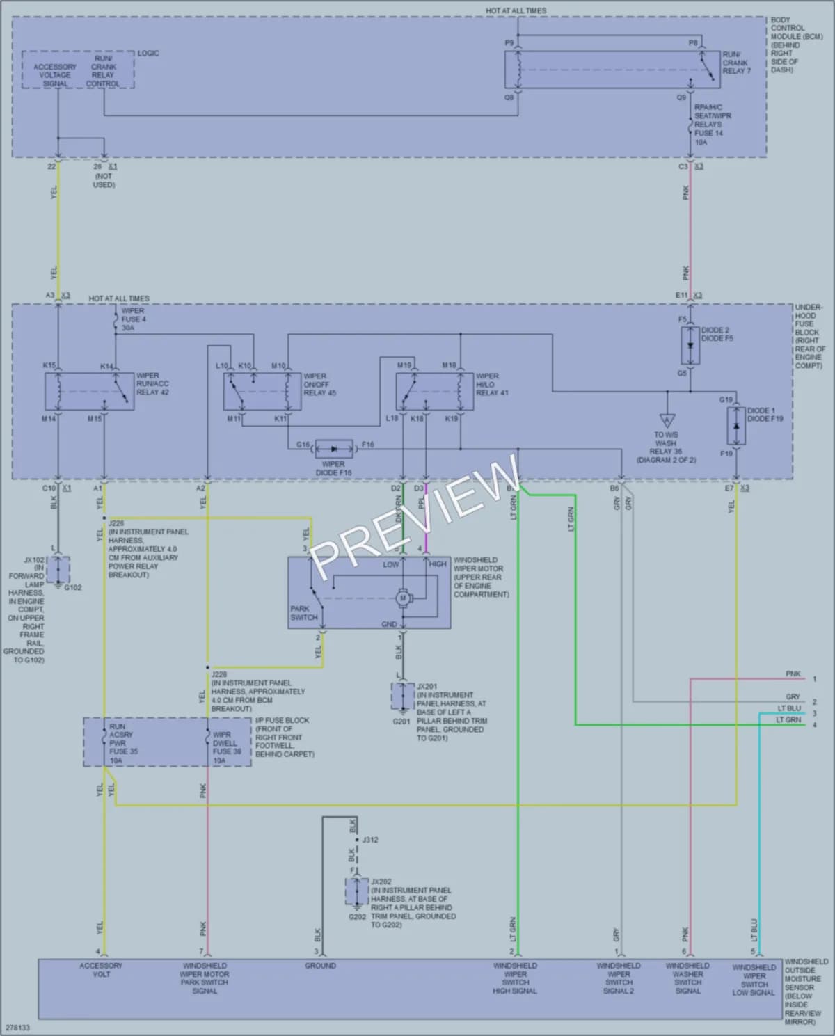 2008 Cadillac XLR Wiper Washer wiring diagram preview