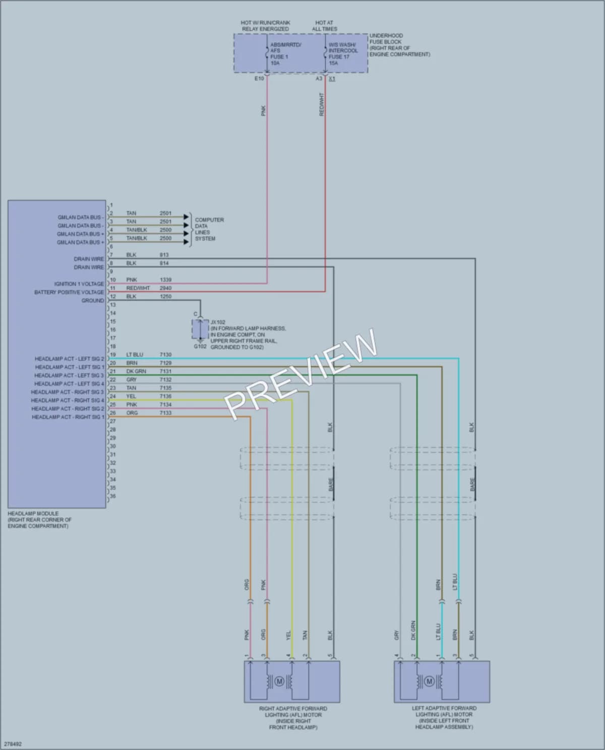 2008 Cadillac XLRV Headlights wiring diagram preview