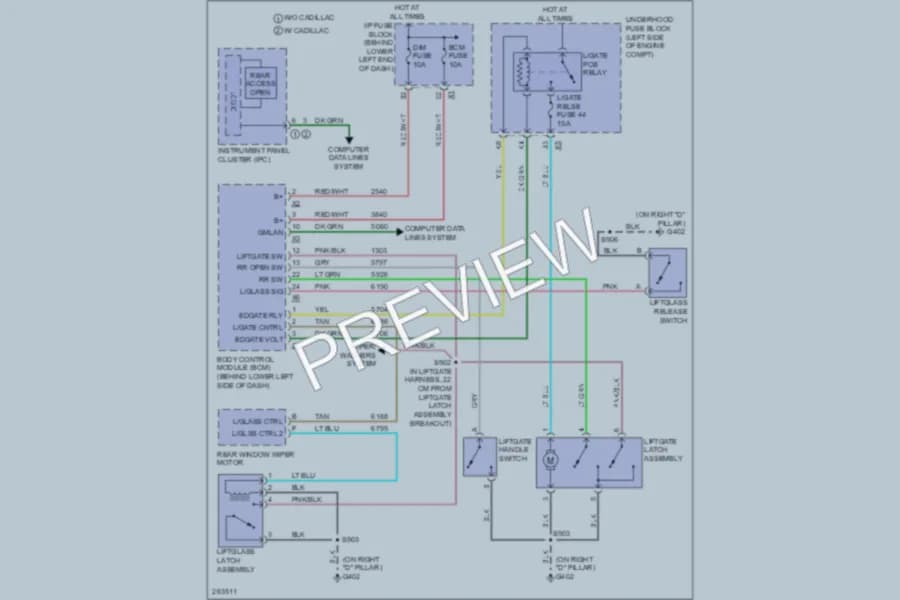 2008 Chevrolet Avalanche Trunk Tailgate Fuel Door wiring diagram preview