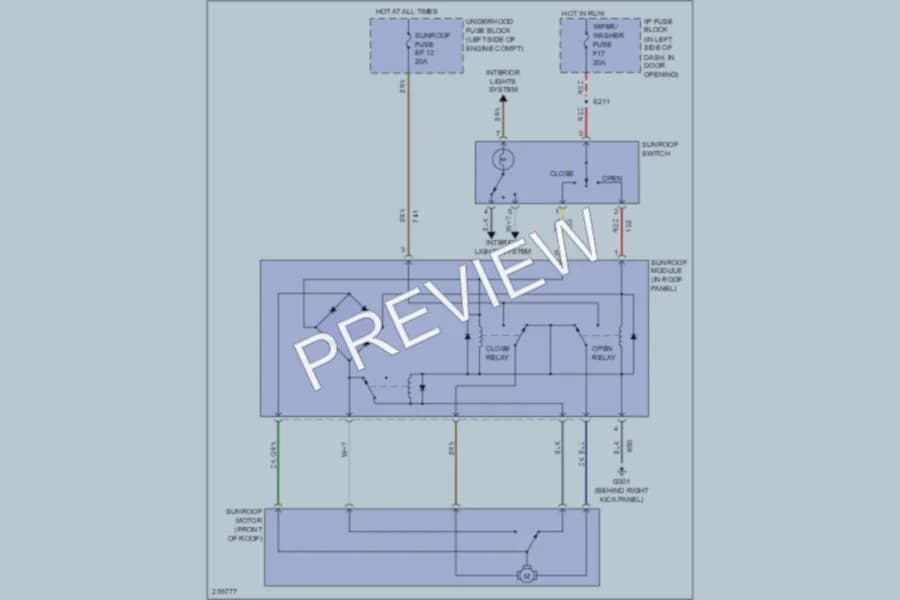 2008 Chevrolet Aveo Power Top Sunroof wiring diagram preview