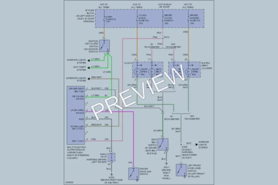 2008 Chevrolet Aveo5 Warning Systems wiring diagram preview