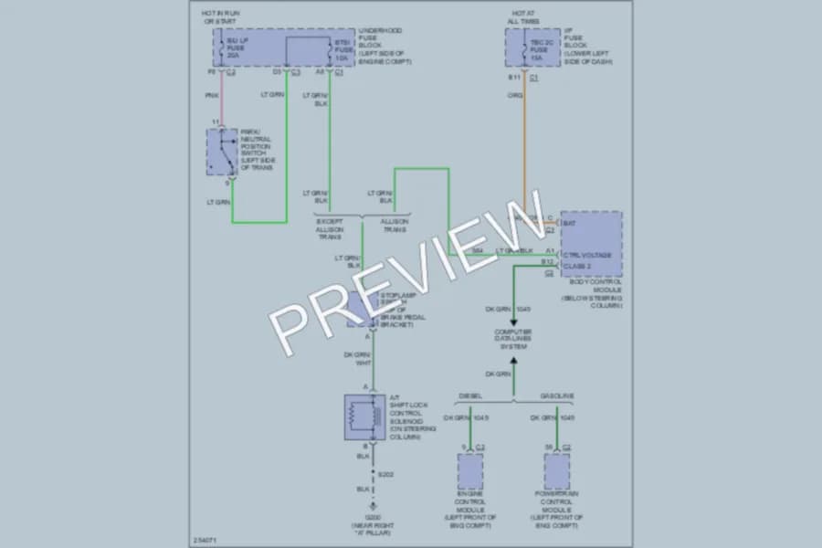 2008 Chevrolet C1500PickupClassic Shift Interlock wiring diagram preview