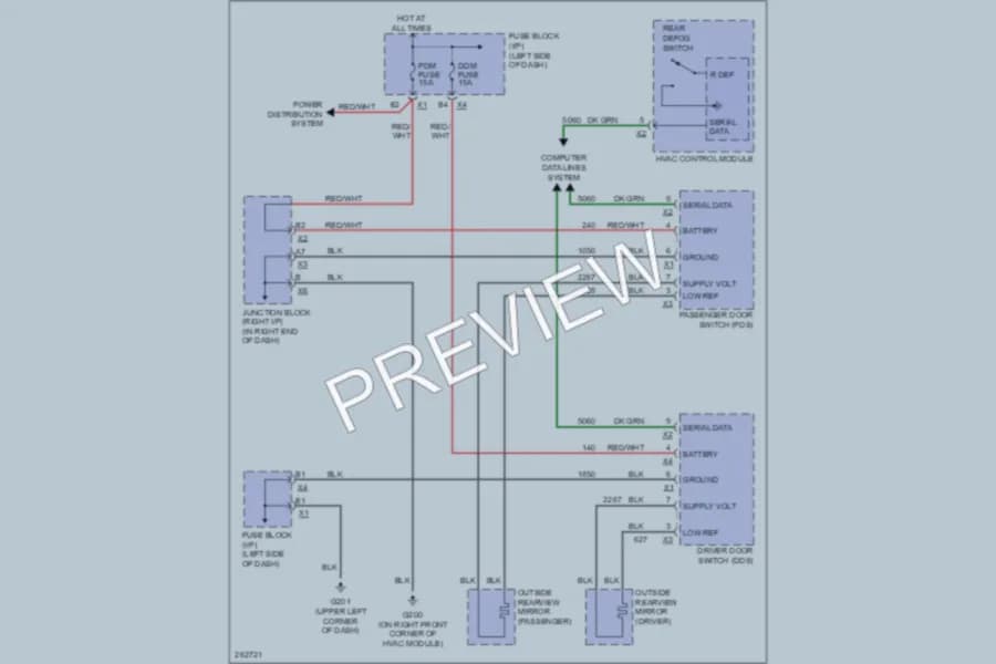 2008 Chevrolet 2500 Hd Defoggers wiring diagram preview with protected circuit layout