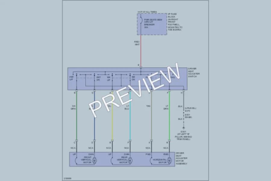 2008 Chevrolet Corvette Power Seats wiring diagram preview