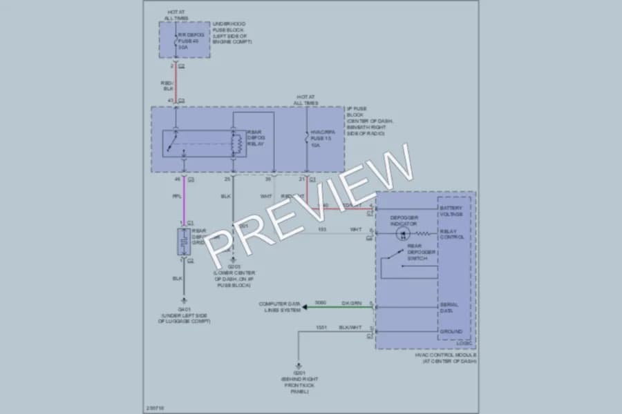 2008 Chevrolet Equinox Defoggers wiring diagram preview