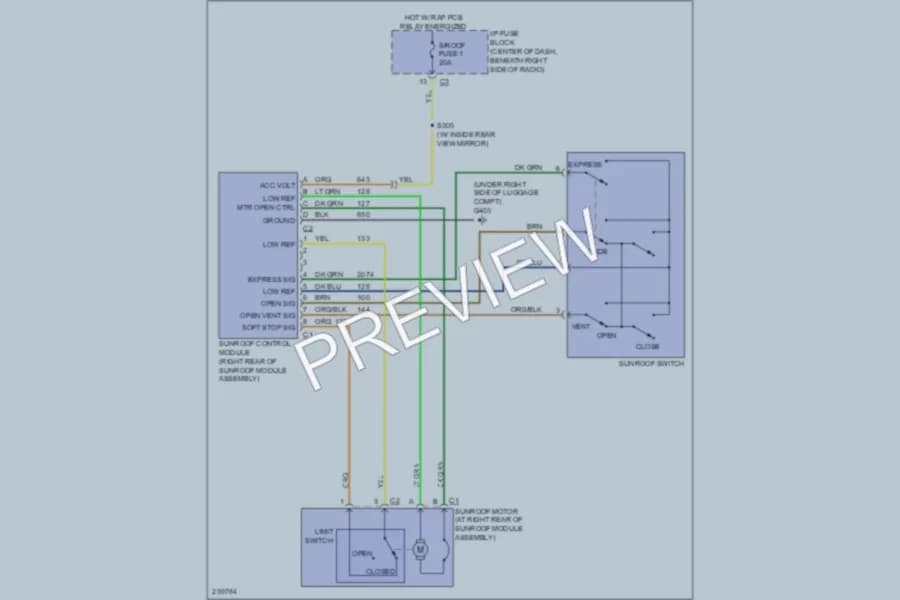 2008 Chevrolet Equinox Power Top Sunroof wiring diagram preview