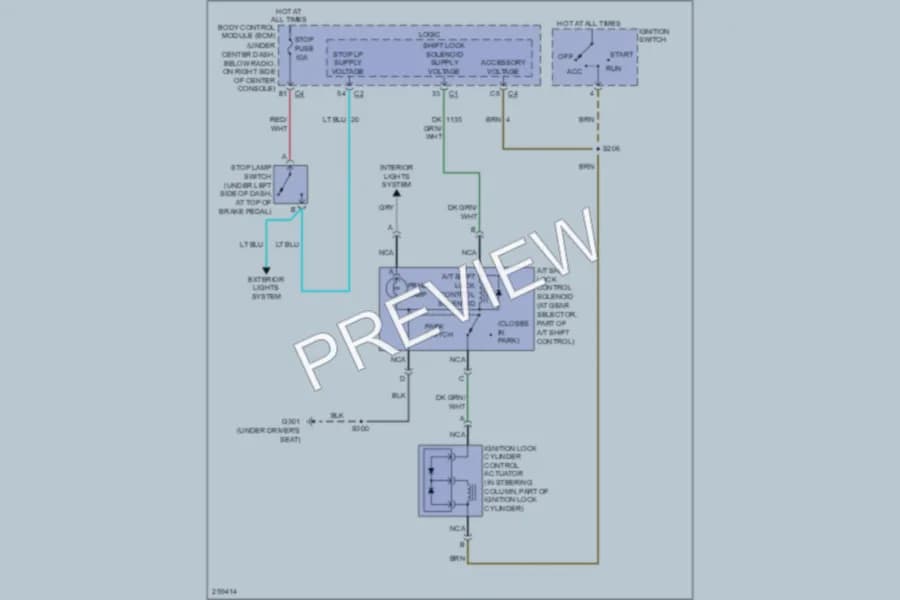 2008 Chevrolet HHR Shift Interlock wiring diagram preview